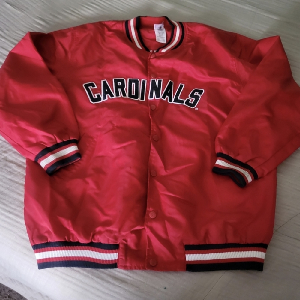 Adidas St Louis Cardinals Nylon Button Jacket Boys 18/20 XL Red Bomber 062025